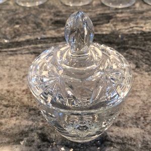 Cut glass sugar bowl
